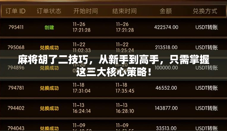 麻将胡了二技巧，从新手到高手，只需掌握这三大核心策略！